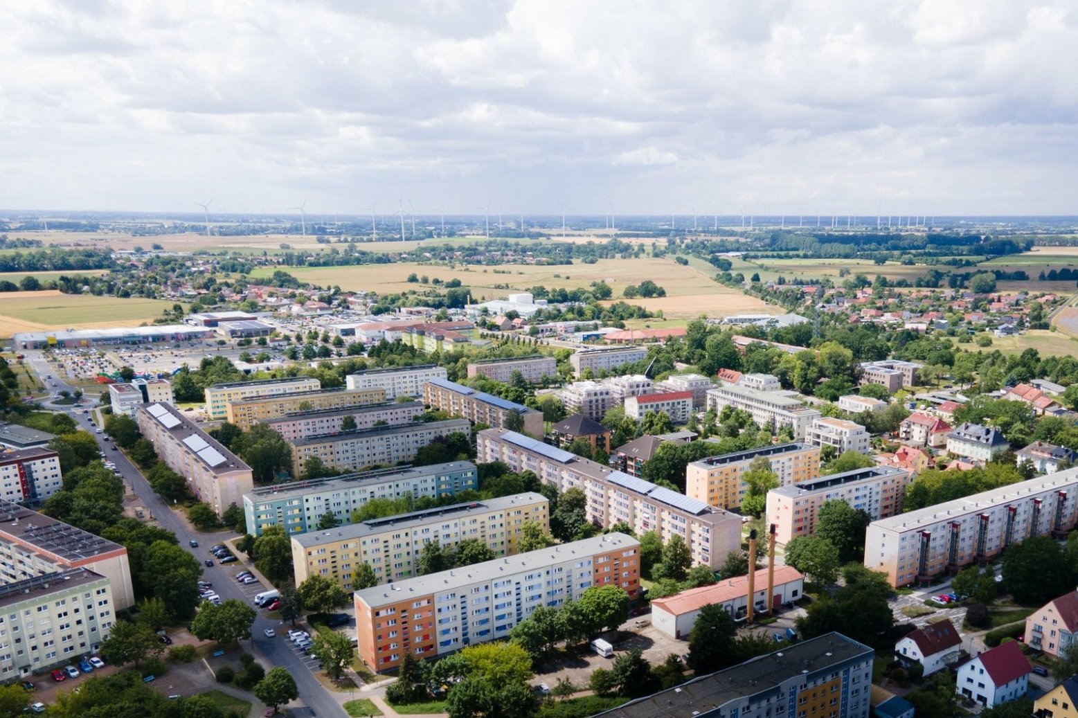 Ein Luftbild des Neubaugebietes in Neuruppin